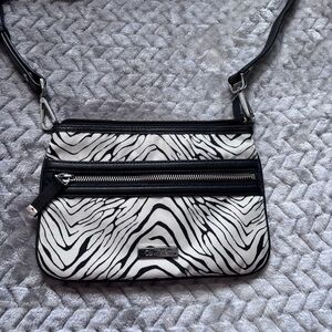 Calvin Klein black and white zebra print crossbody shoulder purse